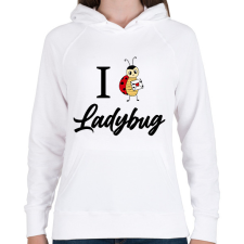 PRINTFASHION I love Ladybug - Női kapucnis pulóver - Fehér női pulóver, kardigán