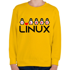 PRINTFASHION I love linux - Gyerek pulóver - Sárga