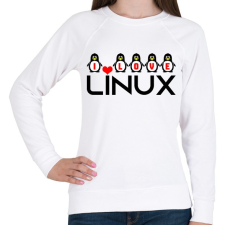 PRINTFASHION I love linux - Női pulóver - Fehér női pulóver, kardigán