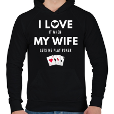 PRINTFASHION I LOVE ME WIFE - Férfi kapucnis pulóver - Fekete férfi pulóver, kardigán