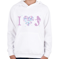 PRINTFASHION I love mermaid - Gyerek kapucnis pulóver - Fehér gyerek pulóver, kardigán