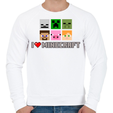 PRINTFASHION i love minecraft - Férfi pulóver - Fehér