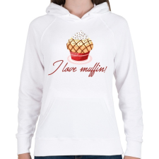PRINTFASHION I love muffin - Női kapucnis pulóver - Fehér női pulóver, kardigán