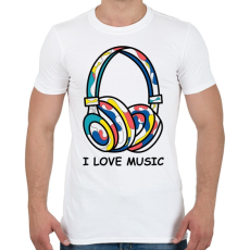 PRINTFASHION i love music  - Férfi póló - Fehér