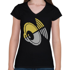 PRINTFASHION I Love Music - Női V-nyakú póló - Fekete