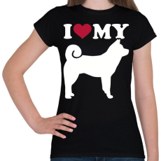 PRINTFASHION I Love My Akita - Női póló - Fekete