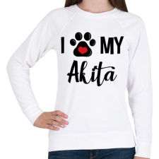 PRINTFASHION I love my Akita! - Női pulóver - Fehér női pulóver, kardigán