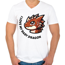 PRINTFASHION I love my baby dragon - Férfi V-nyakú póló - Fehér