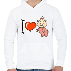 PRINTFASHION I love my baby - Férfi kapucnis pulóver - Fehér