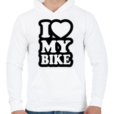 PRINTFASHION I love my bike - Férfi kapucnis pulóver - Fehér férfi pulóver, kardigán