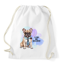 PRINTFASHION I love my bulldog - Sportzsák, Tornazsák - Fehér tornazsák