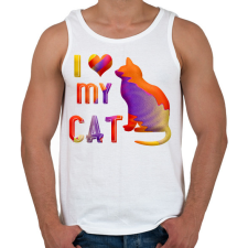PRINTFASHION I love my cat - Szeretem a macskámat - Férfi atléta - Fehér atléta, trikó