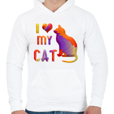 PRINTFASHION I love my cat - Szeretem a macskámat - Férfi kapucnis pulóver - Fehér