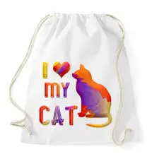 PRINTFASHION I love my cat - Szeretem a macskámat - Sportzsák, Tornazsák - Fehér tornazsák
