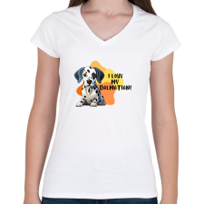 PRINTFASHION I love my dalmatian - Női V-nyakú póló - Fehér női póló