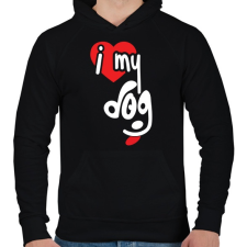 PRINTFASHION I love my dog - Férfi kapucnis pulóver - Fekete férfi pulóver, kardigán