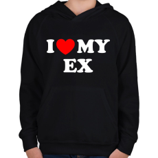 PRINTFASHION I love my ex - Gyerek kapucnis pulóver - Fekete