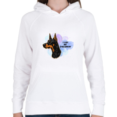 PRINTFASHION I love my german doberman - Női kapucnis pulóver - Fehér