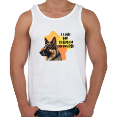 PRINTFASHION I love my german shepherd - Férfi atléta - Fehér