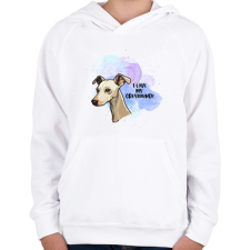 PRINTFASHION I love my greyhound - Gyerek kapucnis pulóver - Fehér gyerek pulóver, kardigán