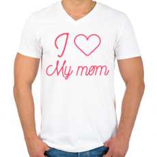 PRINTFASHION I love my mom - Férfi V-nyakú póló - Fehér