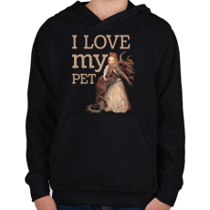 PRINTFASHION I love my pet  - Gyerek kapucnis pulóver - Fekete