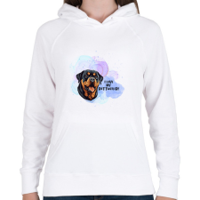 PRINTFASHION I love my rotweiler - Női kapucnis pulóver - Fehér női pulóver, kardigán