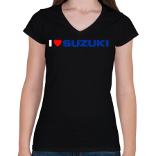 PRINTFASHION I love my Suzuki - Női V-nyakú póló - Fekete női póló
