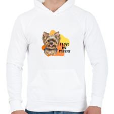 PRINTFASHION I love my yorkie - Férfi kapucnis pulóver - Fehér férfi pulóver, kardigán