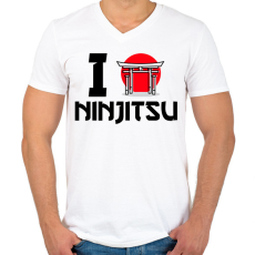 PRINTFASHION I love Ninjitsu - Férfi V-nyakú póló - Fehér
