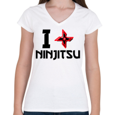 PRINTFASHION I love Ninjutsu - Női V-nyakú póló - Fehér női póló