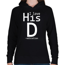 PRINTFASHION I love - női - Női kapucnis pulóver - Fekete női pulóver, kardigán