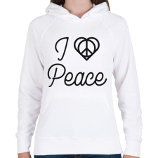 PRINTFASHION I love peace - Női kapucnis pulóver - Fehér női pulóver, kardigán