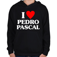 PRINTFASHION I Love Pedro Pascal - Gyerek kapucnis pulóver - Fekete gyerek pulóver, kardigán