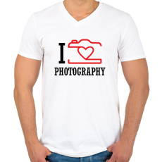 PRINTFASHION I love photography (black) - Férfi V-nyakú póló - Fehér