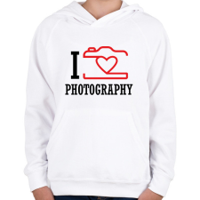 PRINTFASHION I love photography (black) - Gyerek kapucnis pulóver - Fehér gyerek pulóver, kardigán