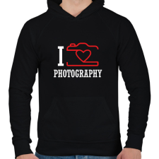 PRINTFASHION I love photography (white) - Férfi kapucnis pulóver - Fekete férfi pulóver, kardigán