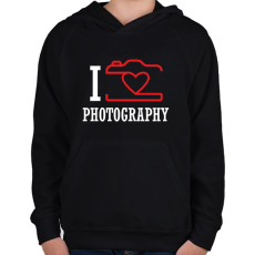 PRINTFASHION I love photography (white) - Gyerek kapucnis pulóver - Fekete