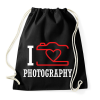 PRINTFASHION I love photography (white) - Sportzsák, Tornazsák - Fekete
