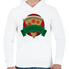PRINTFASHION I love Pizza - Férfi kapucnis pulóver - Fehér férfi pulóver, kardigán