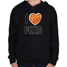 PRINTFASHION I love pizza - Gyerek kapucnis pulóver - Fekete gyerek pulóver, kardigán