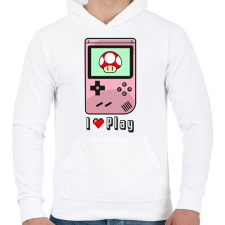 PRINTFASHION I Love Play - Férfi kapucnis pulóver - Fehér férfi pulóver, kardigán