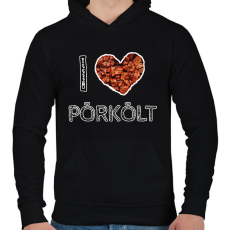 PRINTFASHION I love pörkölt - Férfi kapucnis pulóver - Fekete