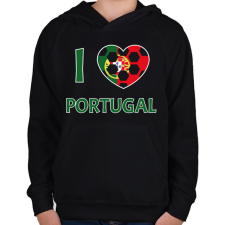 PRINTFASHION I love Portugal - Gyerek kapucnis pulóver - Fekete gyerek pulóver, kardigán