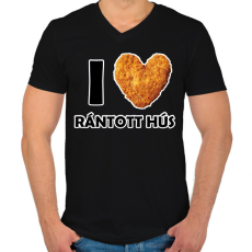 PRINTFASHION I love rántott hús - Férfi V-nyakú póló - Fekete