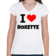 PRINTFASHION i LOVE ROXETTE - Női V-nyakú póló - Fehér női póló