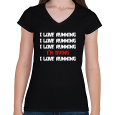 PRINTFASHION I love running - Női V-nyakú póló - Fekete