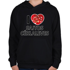 PRINTFASHION I love Sajtos céklaleves - Gyerek kapucnis pulóver - Fekete gyerek pulóver, kardigán