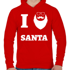 PRINTFASHION I Love Santa - Férfi kapucnis pulóver - Piros férfi pulóver, kardigán
