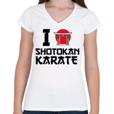 PRINTFASHION I love Shotokan Karate - Női V-nyakú póló - Fehér